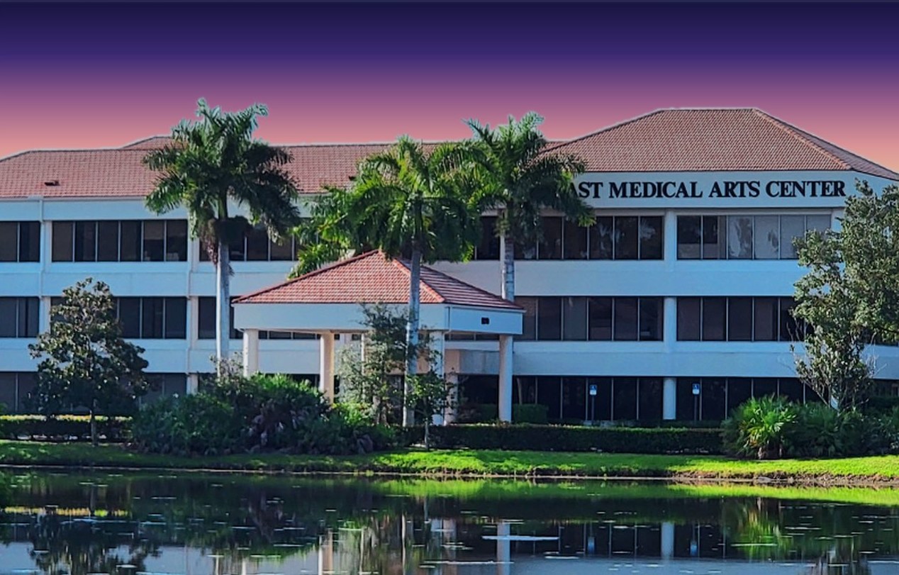 Gulf Coast Medical Arts Center in Naples, Florida, at twilight
